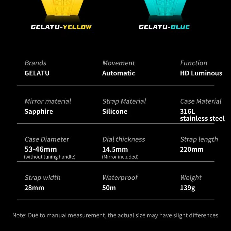 GELATU 6007 Hollow Out Automatic Men'S Watch Silicone Strap Deep Waterproof New Trend Wristwatch