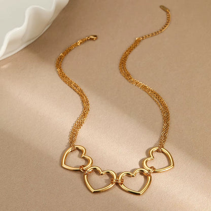 Fashion Hollow Love Pendant Necklace Stainless Steel Necklace Titanium Plated Steel Clavicle Chain