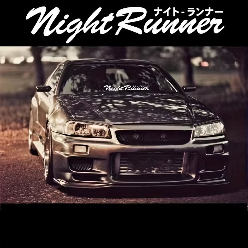 Letter Night Runner Car Stickers Racing Window Front and Rear Windshield Auto Accessories Bumper Door Decoration Vinyl Decals