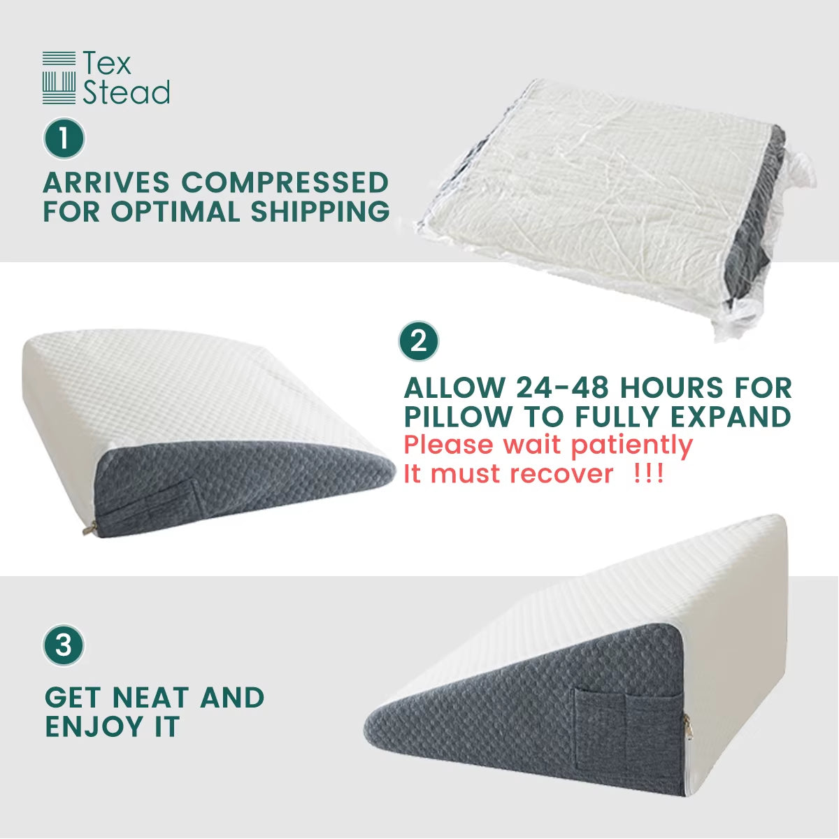 2 Pcs Memory Foam Bed Wedge Pillow/Neck Pillow for Back, Leg, and Knee - Triangle Pillow with Removable Cover