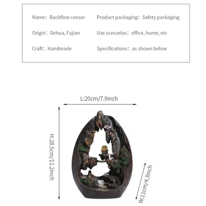 1Pc, Zen Buddha Resin Ornament Landscape Waterfall Backflow Incense Burner Home Decor Censer Tea Pet (Without Incense)