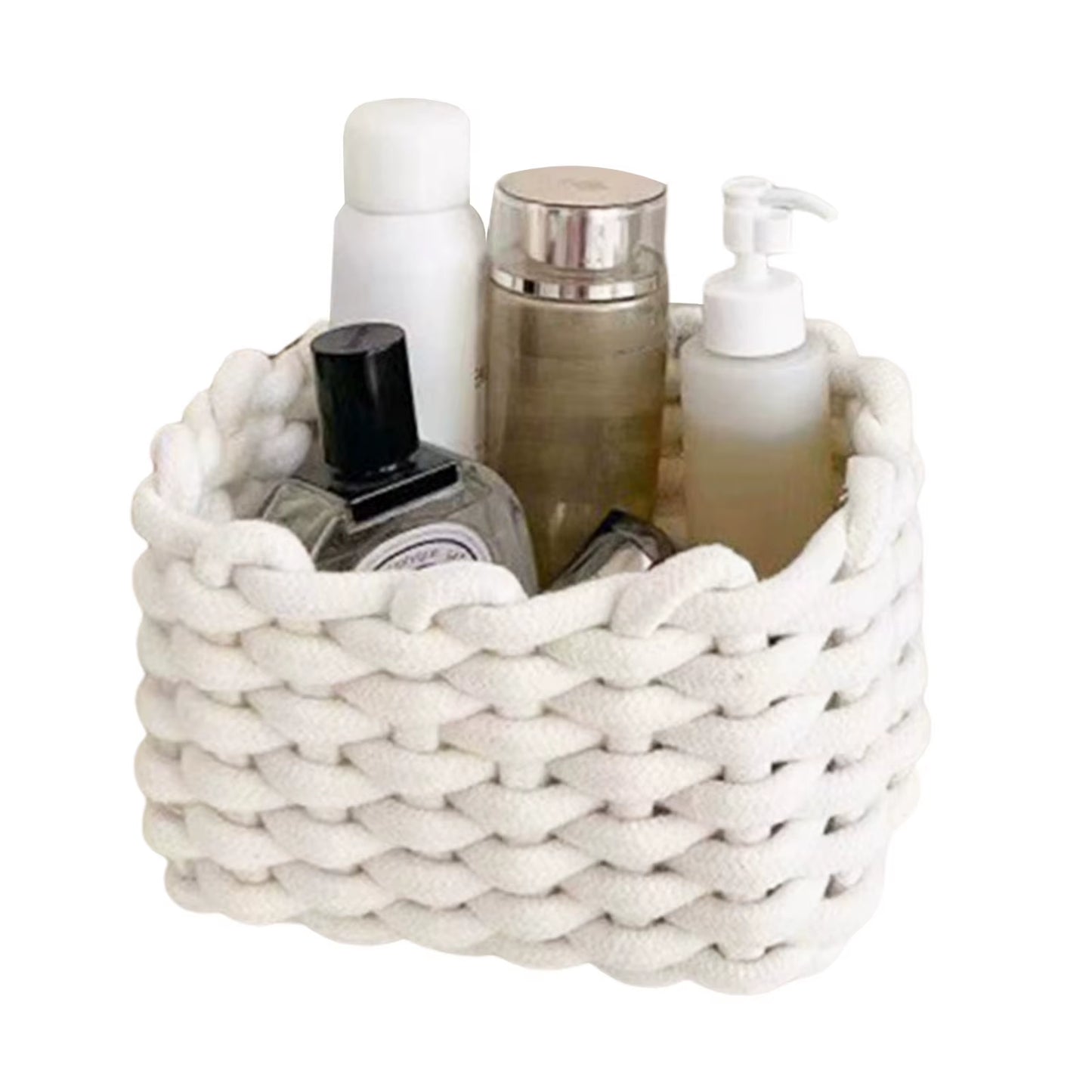 Handmade Cotton Organizer Basket Vegetable Platter Tabletop Flat Tray for Bread Candy Fruit Vegetable