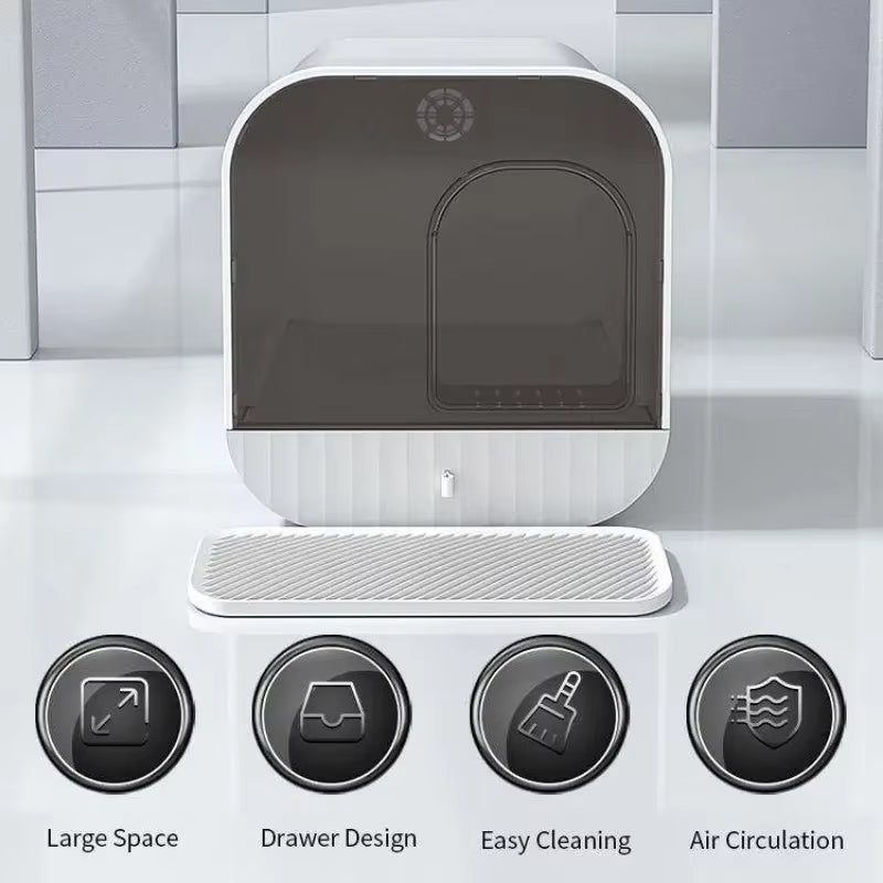 Cat Litter Box Fully Enclosed Splash-Proof Cat Toilet with Litter Scoop Large Capacity Drawer Type Cat Litter Box Cat Accessorie