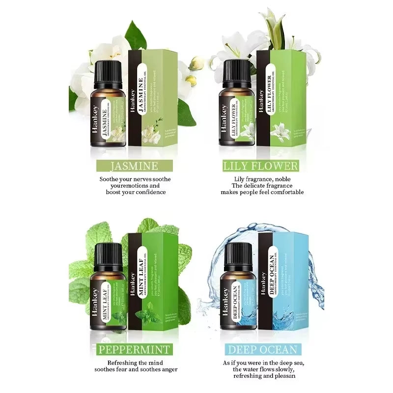 10 ML Aromatherapy Plant Essential Oil Water-Soluble Humidifier Fireless Aromatherapy Refill Liquid Aromatherapy Machine Set