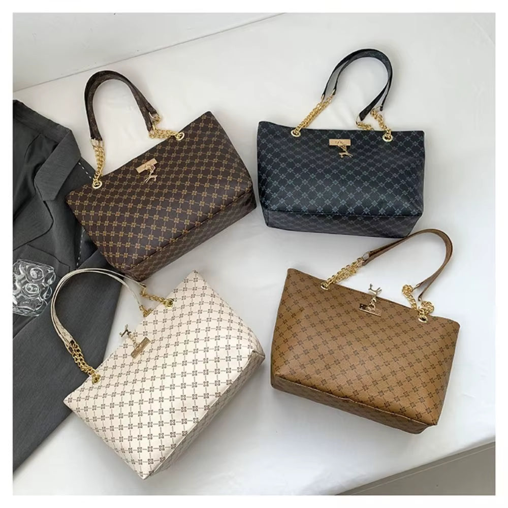 Women Luxury Design Tote Bag Large Capacity Handbag Fashion Printing Shoulder Bag Trendy New Shopping Bag Purse