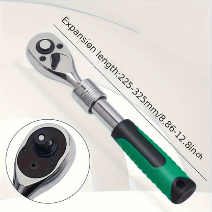 1/4，3/8，1/2 Inch Drive Socket Ratchet Set Extendable Handle Wrench 72-Tooth Quick-Release Reversible