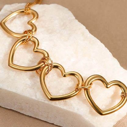 Fashion Hollow Love Pendant Necklace Stainless Steel Necklace Titanium Plated Steel Clavicle Chain