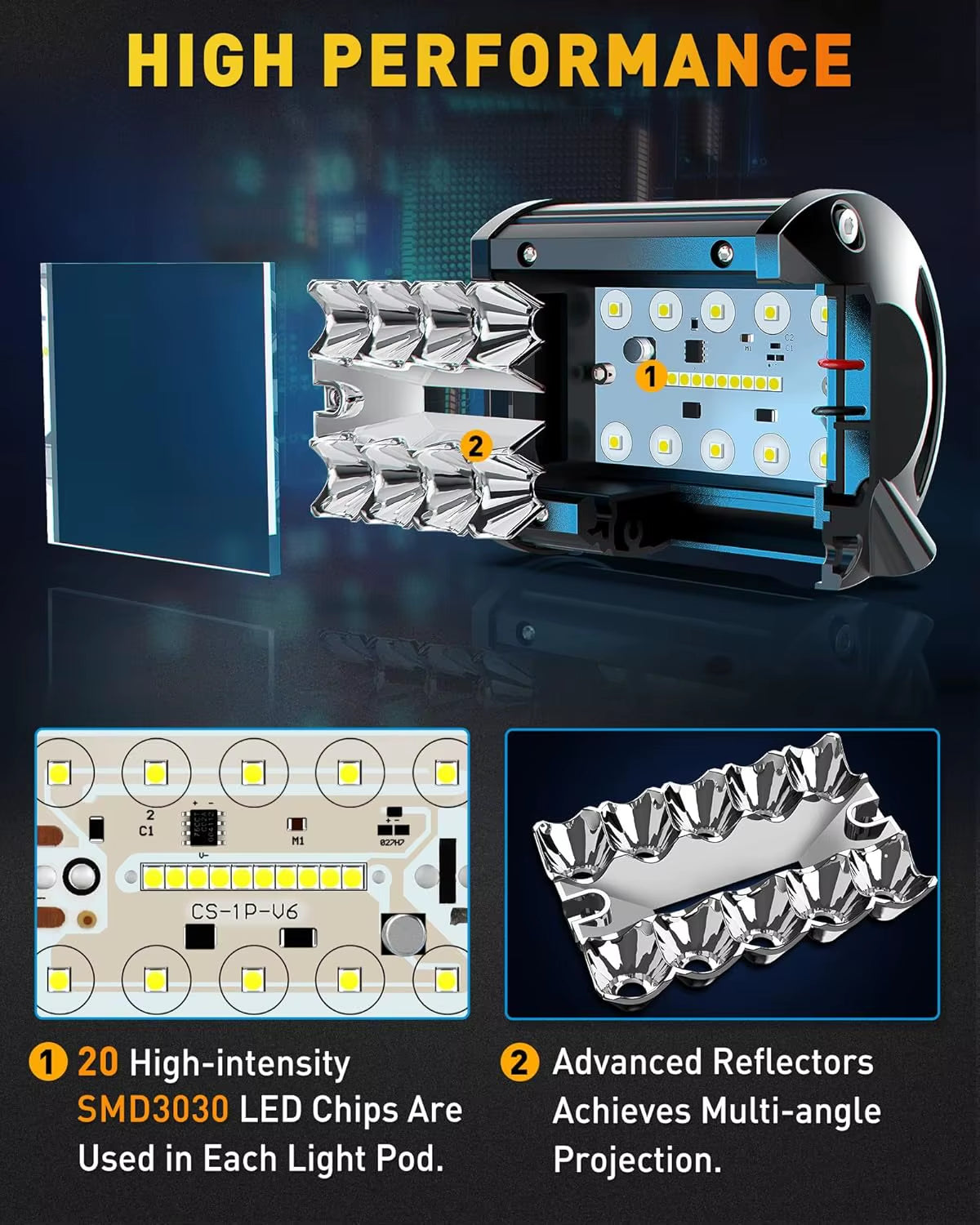 4 Inch 2Pcs LED Pod Lights Spot Flood Combo LED Fog Driving 4X4 off Road Lights Work Lights for Truck Boat ATV UTV Jeep