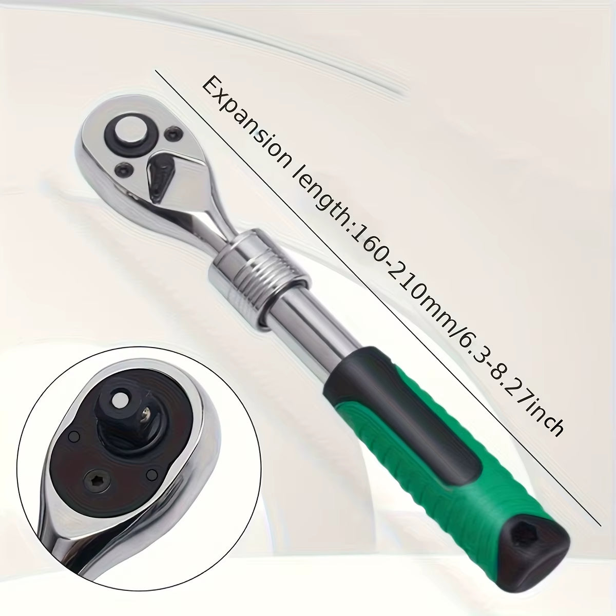 1/4，3/8，1/2 Inch Drive Socket Ratchet Set Extendable Handle Wrench 72-Tooth Quick-Release Reversible