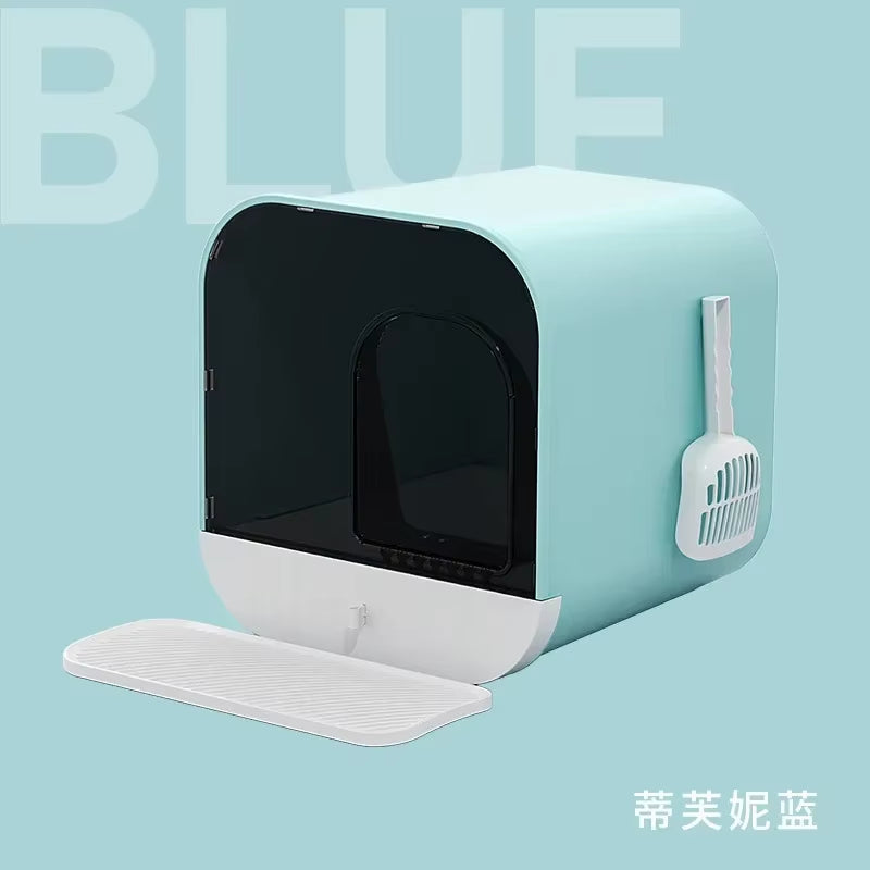 Cat Litter Box Fully Enclosed Splash-Proof Cat Toilet with Litter Scoop Large Capacity Drawer Type Cat Litter Box Cat Accessorie