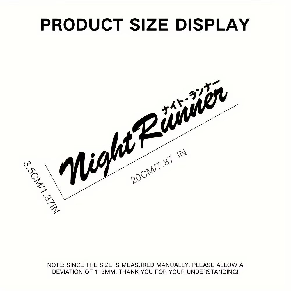 Letter Night Runner Car Stickers Racing Window Front and Rear Windshield Auto Accessories Bumper Door Decoration Vinyl Decals