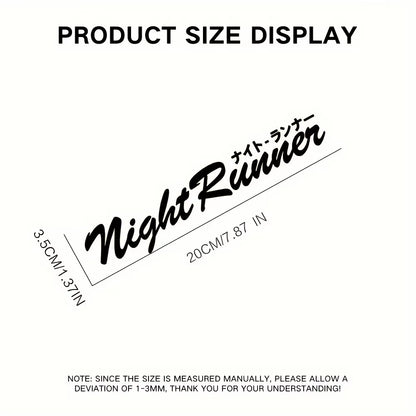 Letter Night Runner Car Stickers Racing Window Front and Rear Windshield Auto Accessories Bumper Door Decoration Vinyl Decals