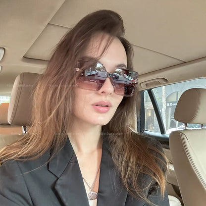 Luxury Square Designer Fashion Big Sunglasses for Women Glasses Brand 2024 Woman Women'S Retro Shades UV400 Sunglasses Eyewear