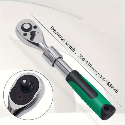 1/4，3/8，1/2 Inch Drive Socket Ratchet Set Extendable Handle Wrench 72-Tooth Quick-Release Reversible
