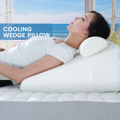 2 Pcs Memory Foam Bed Wedge Pillow/Neck Pillow for Back, Leg, and Knee - Triangle Pillow with Removable Cover