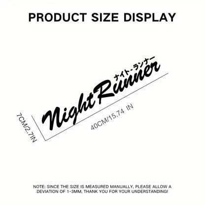 Letter Night Runner Car Stickers Racing Window Front and Rear Windshield Auto Accessories Bumper Door Decoration Vinyl Decals