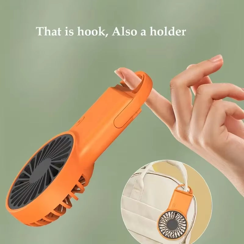 Portable Mini Fan with Carabiner,Usb Rechargeable Silent Foldable Table Fan, Handheld Pocket Fan for Home Office Travel