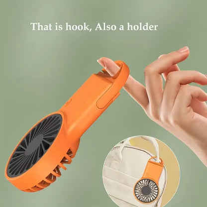 Portable Mini Fan with Carabiner,Usb Rechargeable Silent Foldable Table Fan, Handheld Pocket Fan for Home Office Travel