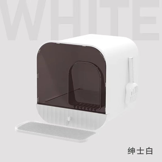Cat Litter Box Fully Enclosed Splash-Proof Cat Toilet with Litter Scoop Large Capacity Drawer Type Cat Litter Box Cat Accessorie